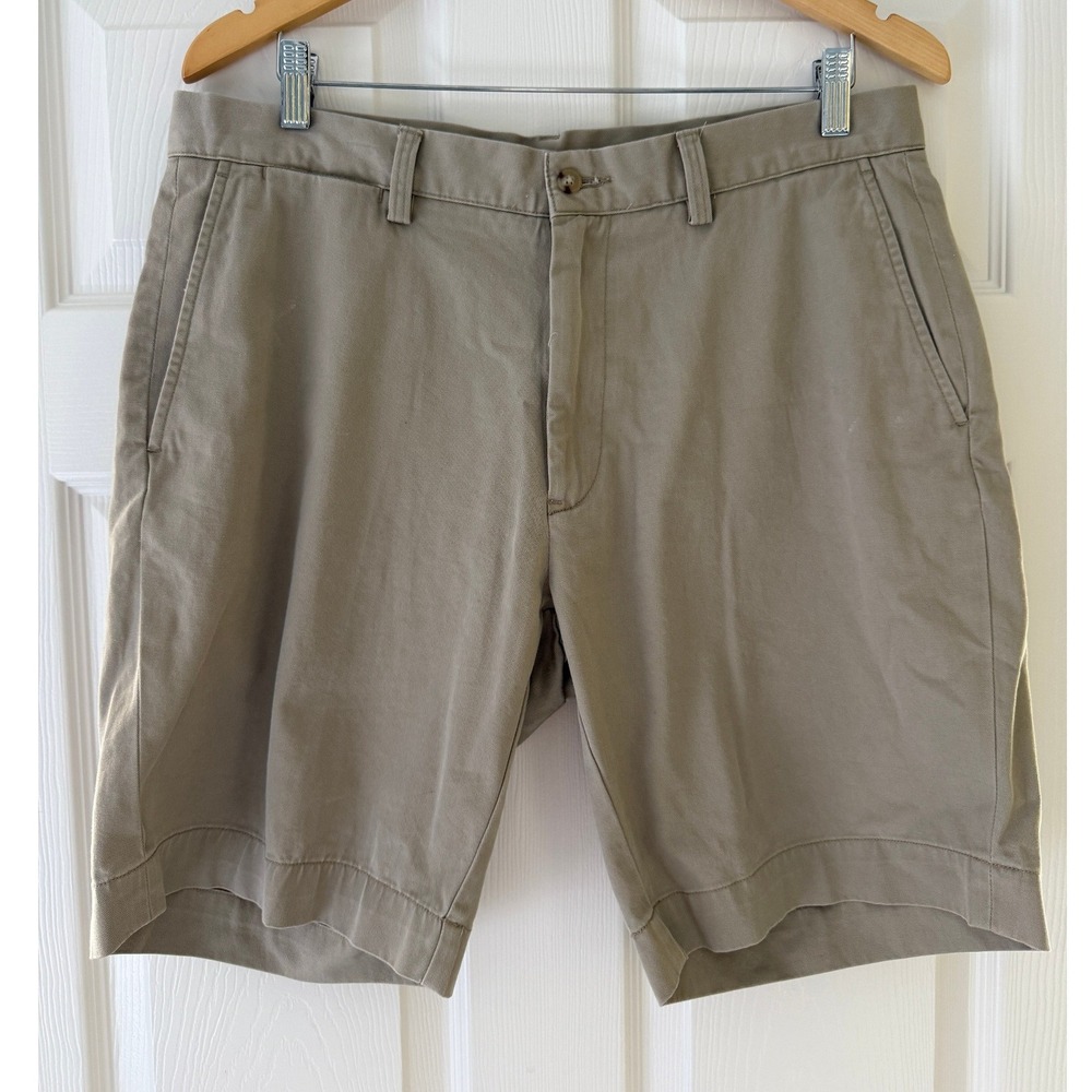 Polo Ralph Lauren Mens‎ 35 Classic Golf Fit 9 Inch Chino Shorts Khaki Tan Cotton